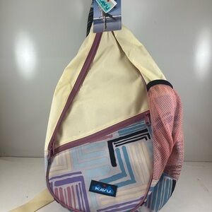 KAVU Women's Paxton Pack Party Pop Bag Backpack 870-1867 Travel Beige Multi New